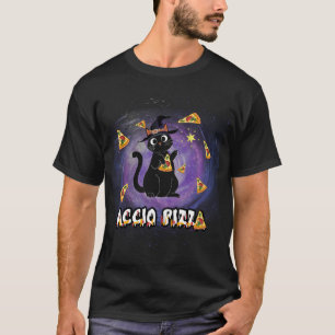 Camiseta Accio Pizza Funny Black Cat Magic