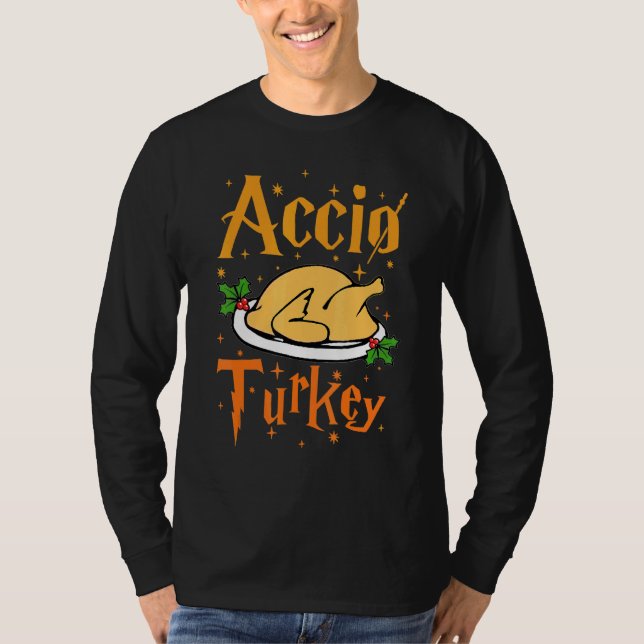 Camiseta Accio Turkey Thanksgiving  Fall Dinner Family Cost (Anverso)