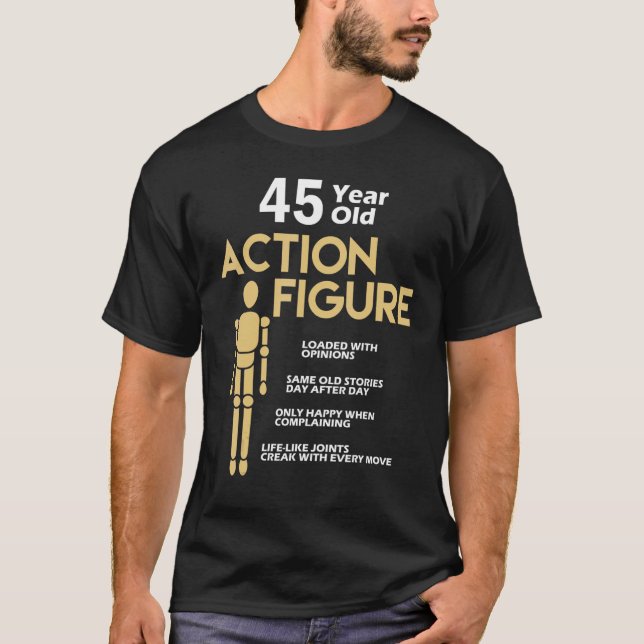 Camiseta Acción de 45 años Figura 45 Cumpleaños Anniversa (Anverso)