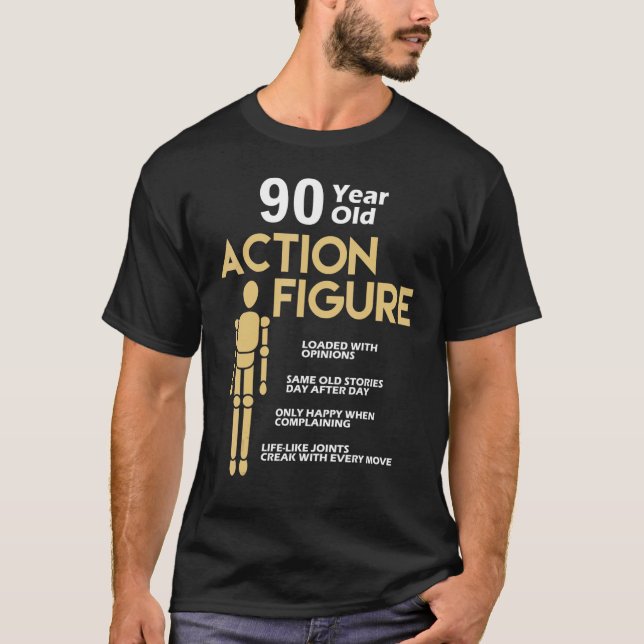 Camiseta Acción de 90 años Figura 90 Cumpleaños Anniversa (Anverso)