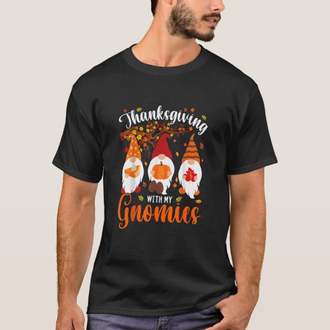 Camiseta Acción de Gracias Con Mis Gnomies De Otoño (Anverso)