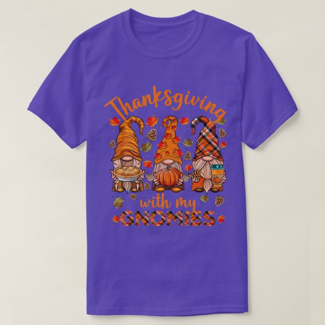 Camiseta Acción de Gracias Con Mis Gnomies De Otoño Gnomes  (Diseño del anverso)