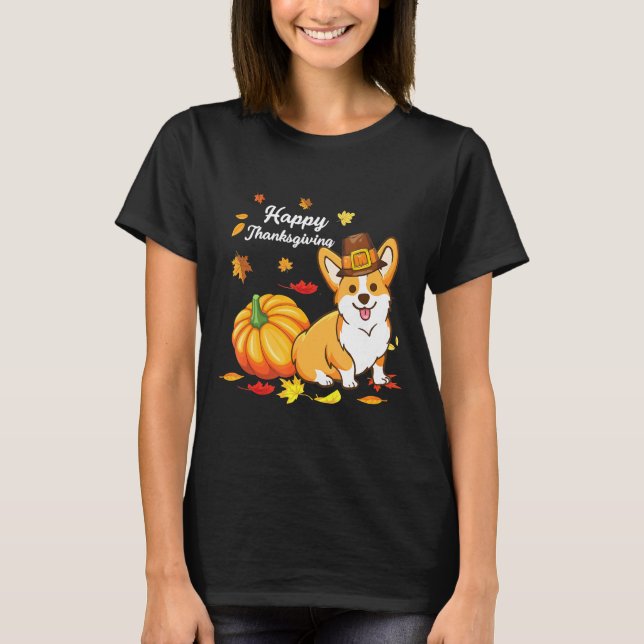 Camiseta Acción De Gracias De Corgi Para Perro 550 (Anverso)