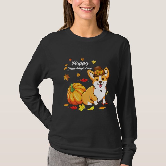 Camiseta Acción De Gracias De Corgi Para Perro 550 (Anverso)