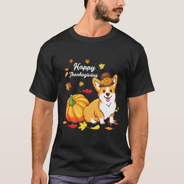 Camiseta Acción De Gracias De Corgi Para Perro 550 (Anverso)