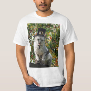 Camiseta Acción de Gracias de Peregrino Gato