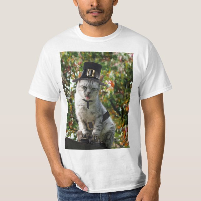 Camiseta Acción de Gracias de Peregrino Gato (Anverso)