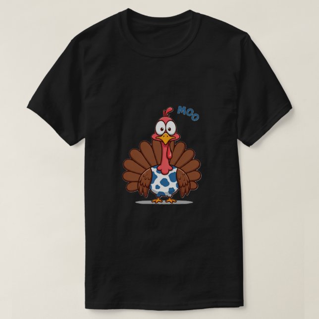 Camiseta Acción de Gracias de Turquía Moo Funny (Diseño del anverso)