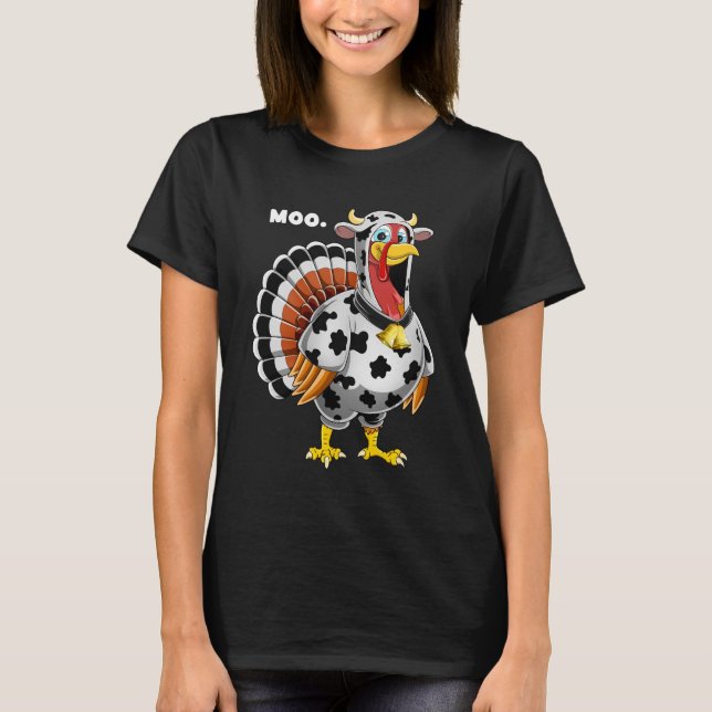 Camiseta Acción de Gracias de Turquía Moo Funny (Anverso)