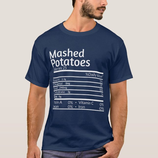 Camiseta Acción de Gracias Mashed Potates Nutritional Facts (Anverso)