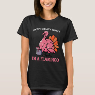 Camiseta Acción de Gracias No Veo Turquía Soy Flamingo Homb
