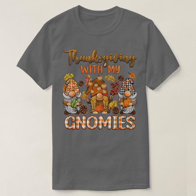 Camiseta Acción De Gracias Por Mis Gnomies Caen Calabaza Gn (Diseño del anverso)
