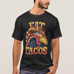Camiseta Acción de Gracias Turquía come tacos graciosos mex