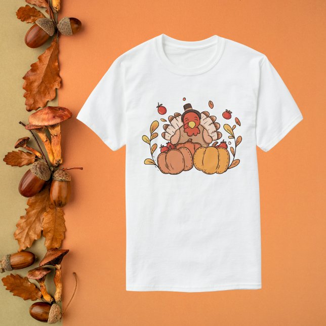 Camiseta Acción de Gracias Turquía con calabazas (Subido por el creador)