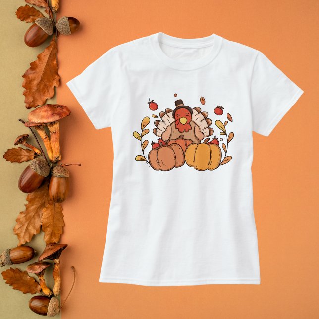 Camiseta Acción de Gracias Turquía con calabazas (Subido por el creador)
