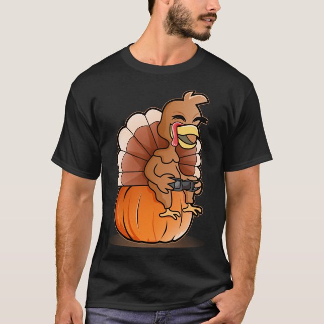 Camiseta Acción de Gracias Turquía Pumpkin Gamer Acción de  (Anverso)