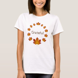 Camiseta Acción de Gracias Wreath agradeció simples hojas d