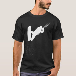 Camiseta Acción de Kitesurfing Cometa y Silueta de Surf Bla