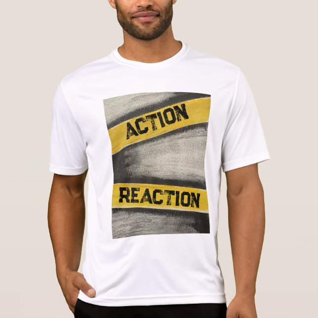 Camiseta "Acción y reacción" amarilla y gráfica de los homb (Anverso)