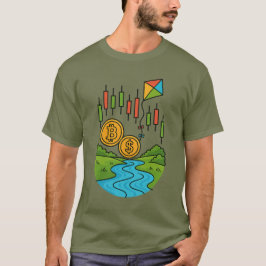 Camiseta Acciones de criptomonedas negociando río fluyente