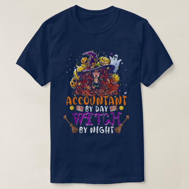 Camiseta Accountant By Day Witch By Night Funny Witch Scary (Diseño del anverso)