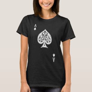 Camiseta Ace Blanco De Espadas Jugando Con Tarjeta De Juego