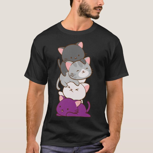 Camiseta Ace Pride Kawaii Gats LGBTQ Asexual Classic T-Shir (Anverso)