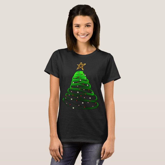Camiseta Acebo festivo de Navidad del árbol de navidad (Anverso completo)
