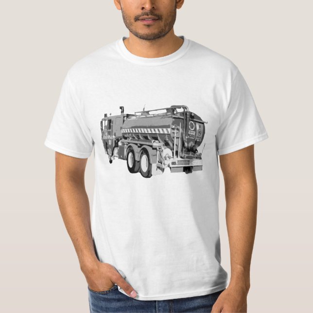 Camiseta Aceite De Camión De Fuego Gris Pintado, (Anverso)