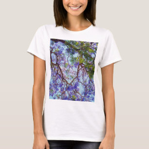 Camiseta Aceite de pintura al óleo de jacaranda de flores p