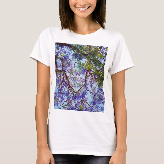 Camiseta Aceite de pintura al óleo de jacaranda de flores p (Anverso)
