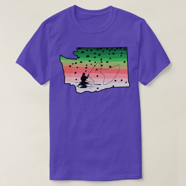 Camiseta Aceite de trucha arco iris Fish Mapa del estado de (Diseño del anverso)