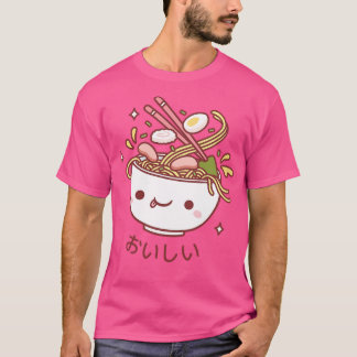 Camiseta Aceite suave fideos japoneses de Ramen derramando