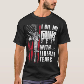 Camiseta Aceito Mis Pistolas Con Lágrimas Liberales Bandera