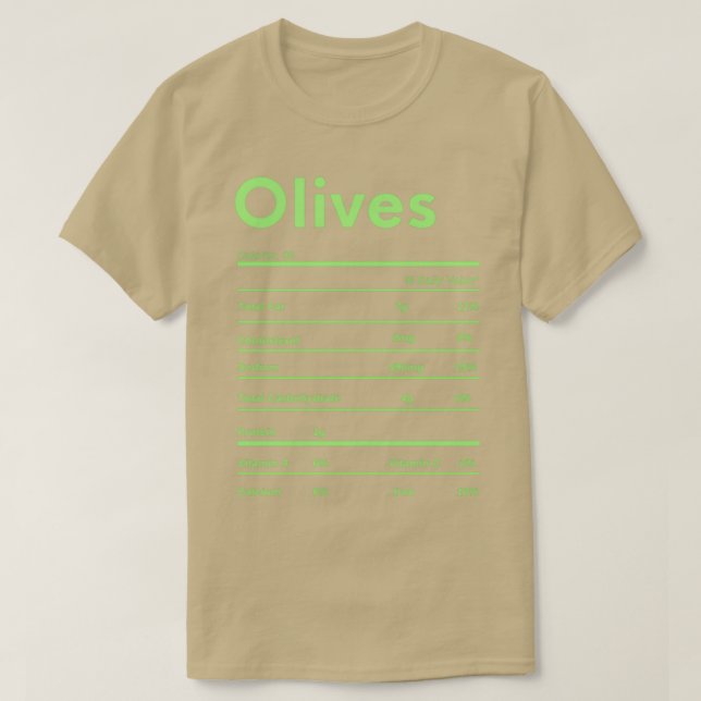 Camiseta Aceitunas divertidas gracias a los datos nutricion (Diseño del anverso)