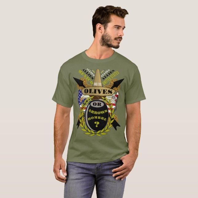 Camiseta Aceitunas o flores hombre aliados México y América (Anverso completo)