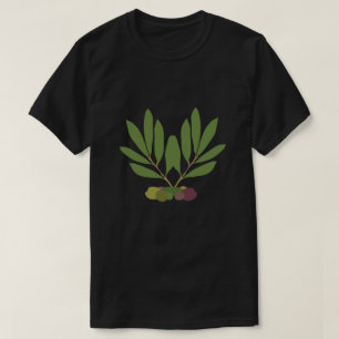 Camiseta Aceitunas y ramas minimalistas.
