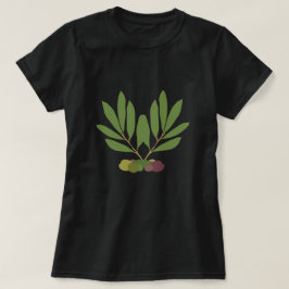 Camiseta Aceitunas y ramas minimalistas.