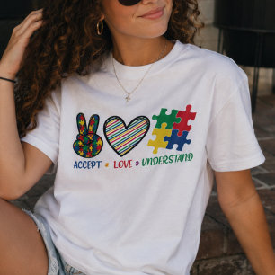 Camiseta Acepta, ama, entiende, Conciencia del Autismo