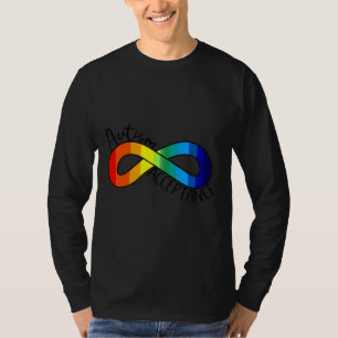 Camiseta Aceptación de autismo Símbolo de infinito arcoiris