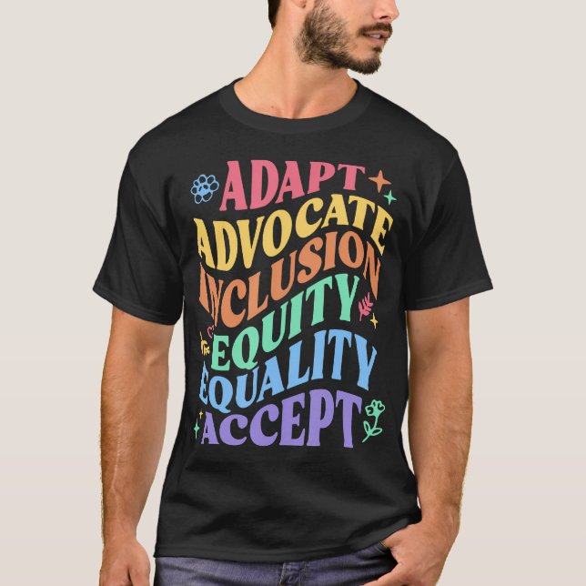 Camiseta Aceptar Adaptar Abogar Inclusión Floral (Anverso)