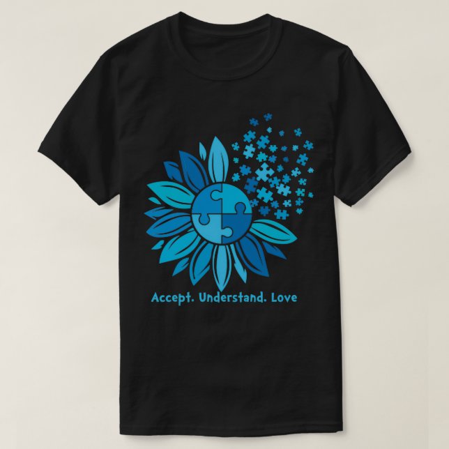 Camiseta Aceptar amor Comprender la conciencia del autismo  (Diseño del anverso)
