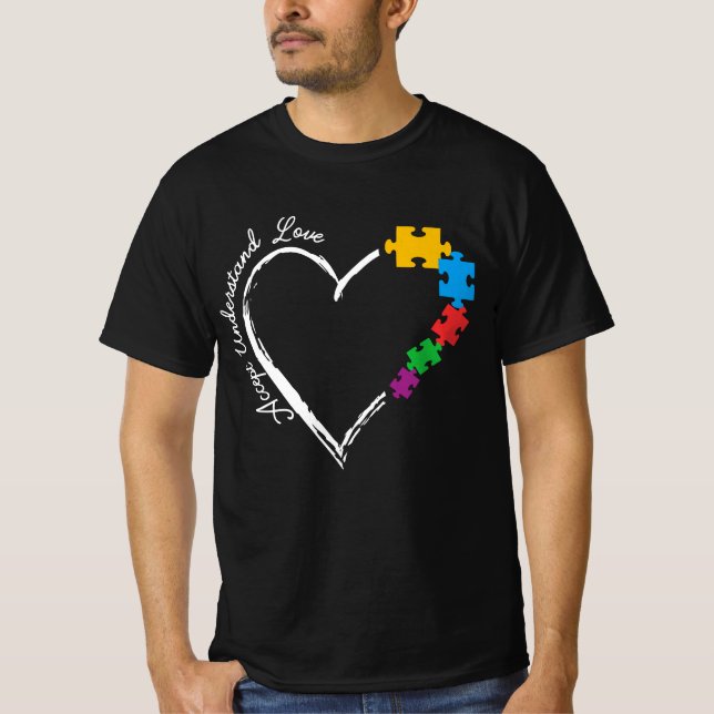 Camiseta Aceptar comprender el amor la conciencia del autis (Anverso)