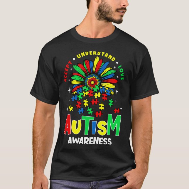 Camiseta Aceptar comprender el amor la conciencia del autis (Anverso)