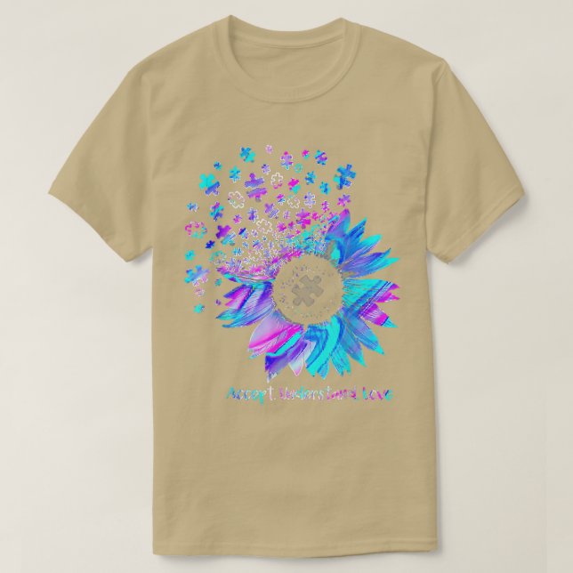 Camiseta Aceptar comprensión amor autismo girasol concienci (Diseño del anverso)