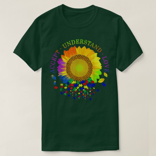 Camiseta Aceptar comprensión amor autismo girasol concienci (Diseño del anverso)