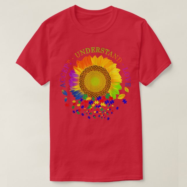 Camiseta Aceptar comprensión amor autismo girasol concienci (Diseño del anverso)