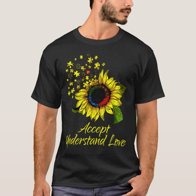 Camiseta Aceptar comprensión amor autismo girasol concienci (Anverso)