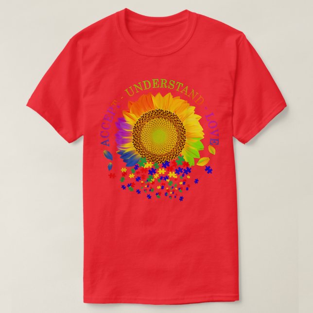 Camiseta Aceptar comprensión amor autismo girasol concienci (Diseño del anverso)