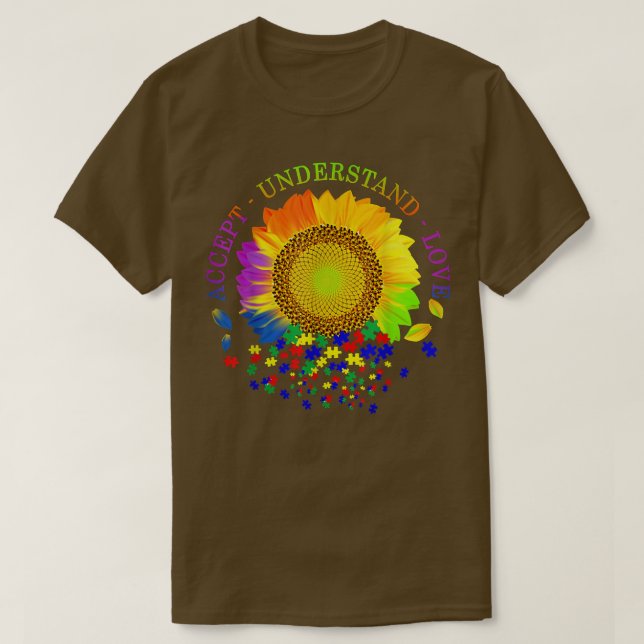 Camiseta Aceptar comprensión amor autismo girasol concienci (Diseño del anverso)